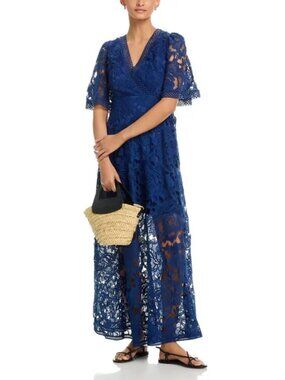 Layered with Love Sz. S Navy Nathalie Short Sleeve Lace Dress Romantic